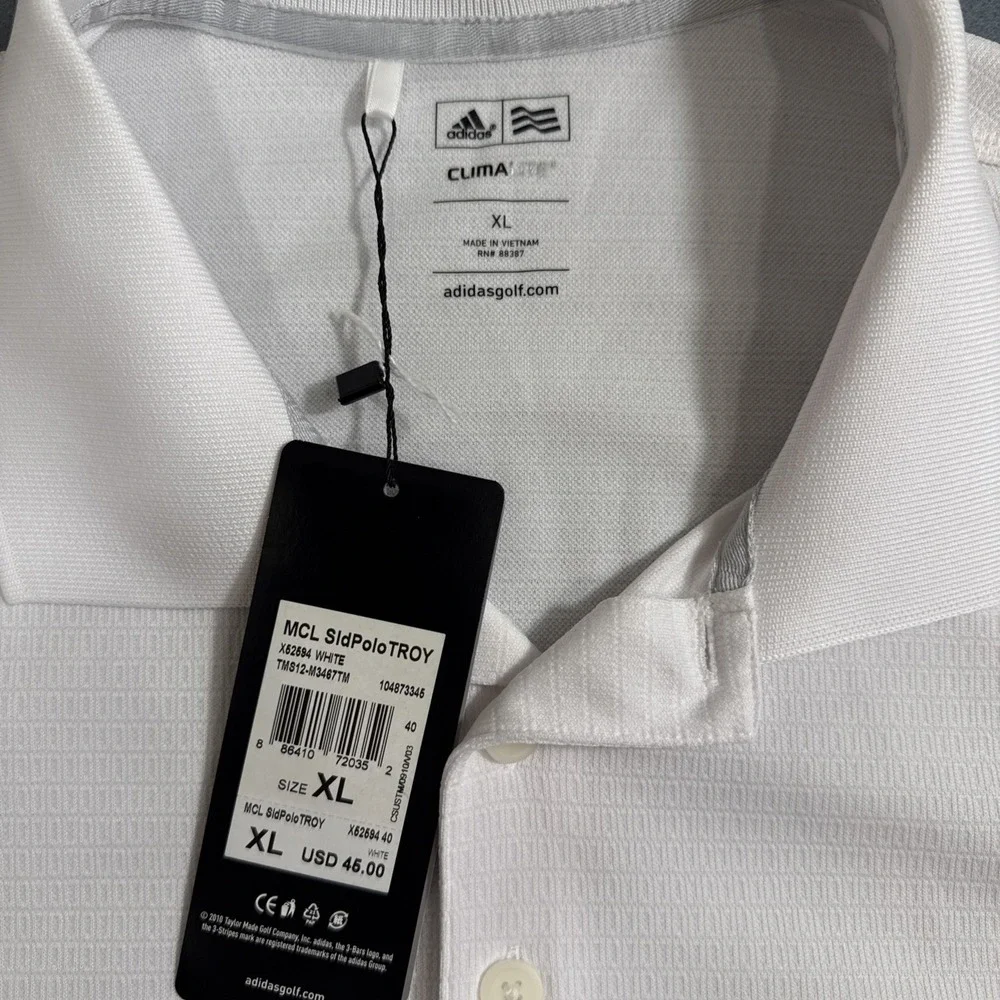 SHIRT GOLF POLO ADIDAS Mens XL  Dri Wick Climalite White Sport   A130 NWT
